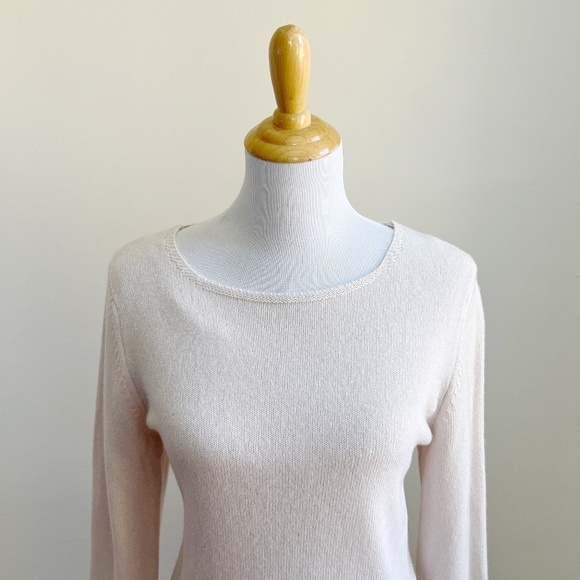 BENEDETTA B. Made in Italy Merino Wool Cashmere Ivory Classic Tunic Sweater L - Picture 2 of 11